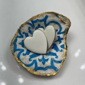 White Heart Earrings